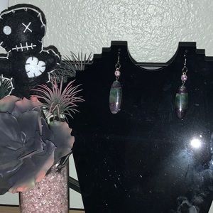 Authentic Watermelon Tourmaline and Rhinestone Earrings